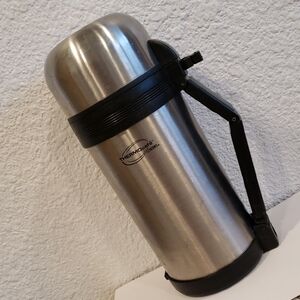 Thermos Silver and Black Insulated Flask